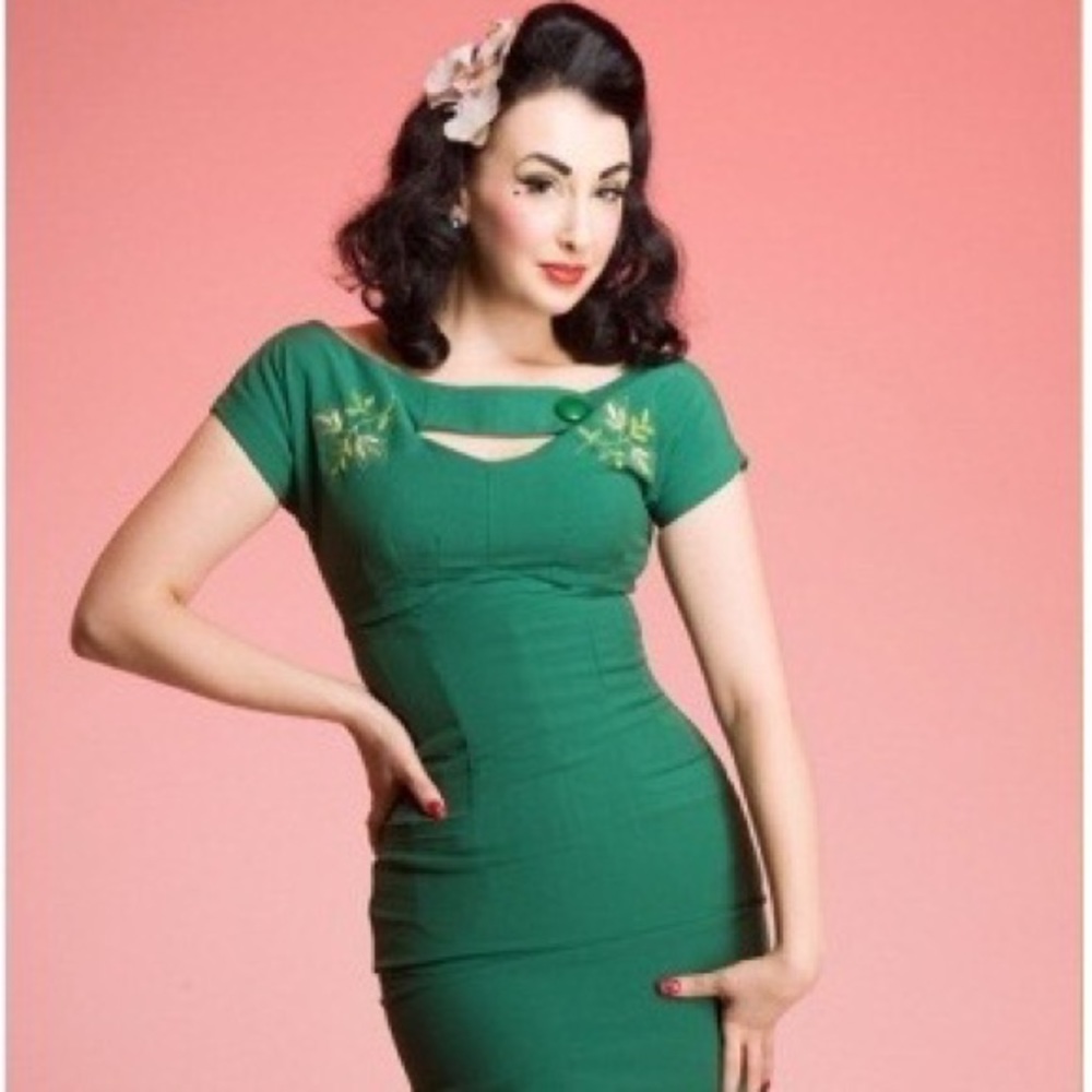 Green Siera pencil dress by Bettie Page/Tatyana